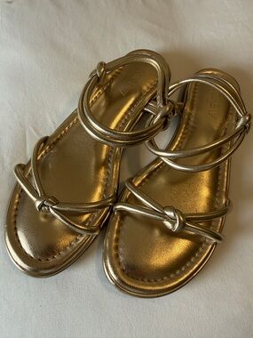 Metallic Gold Knot Strap Sandals by J.Crew